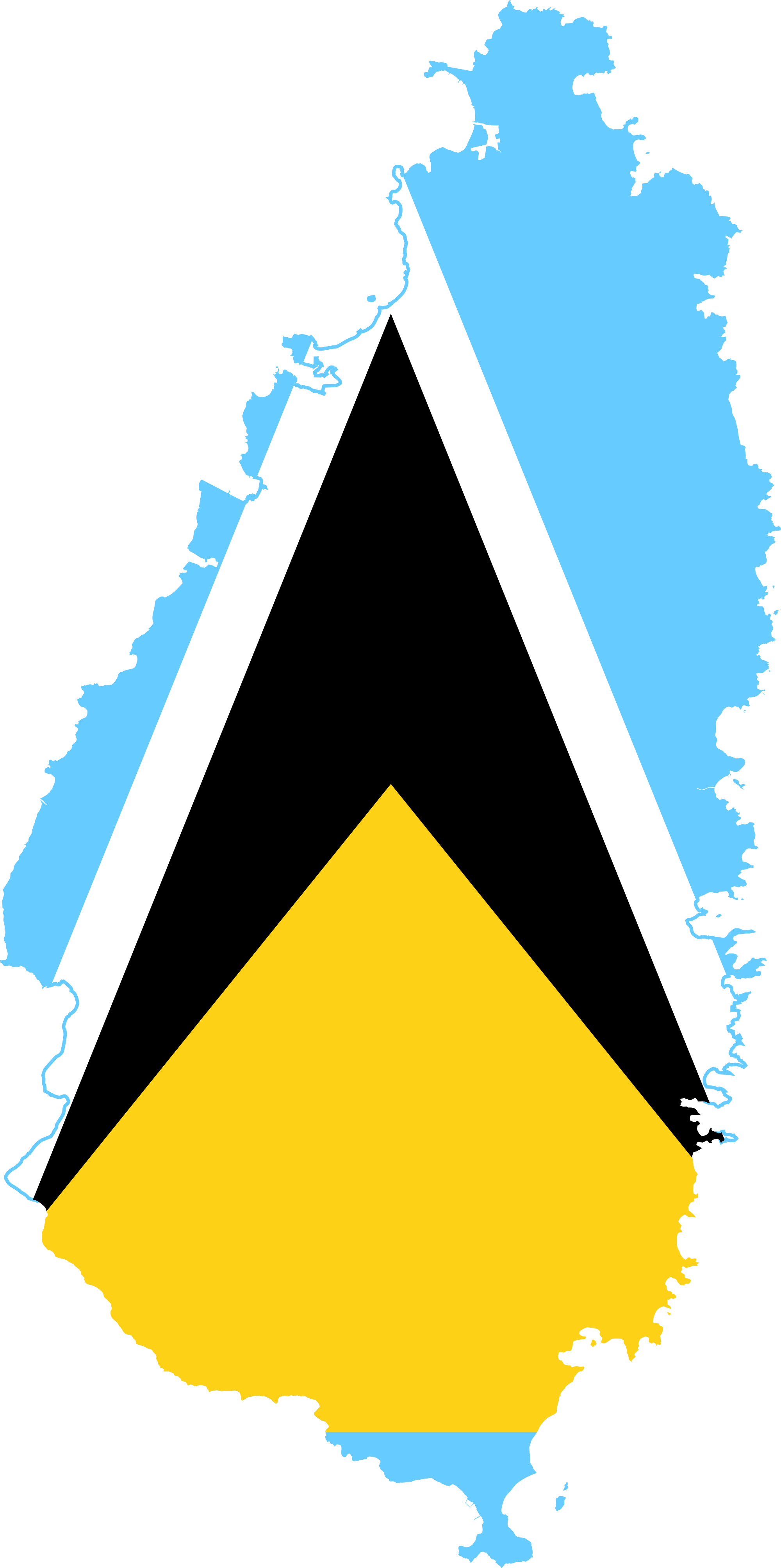 Open - Saint Lucia Flag Map (2000x4013), Png Download