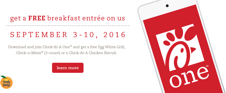 Cfa - Onebreakfastgiveaway - Featured - Chick Fil (940x377), Png Download