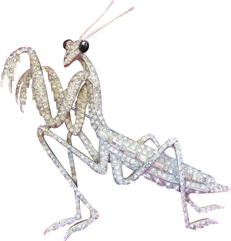 Marcel Boucher Rhinestone Praying Mantis Brooch Pin - Illustration (483x483), Png Download