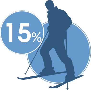 15% - Skiing (380x378), Png Download