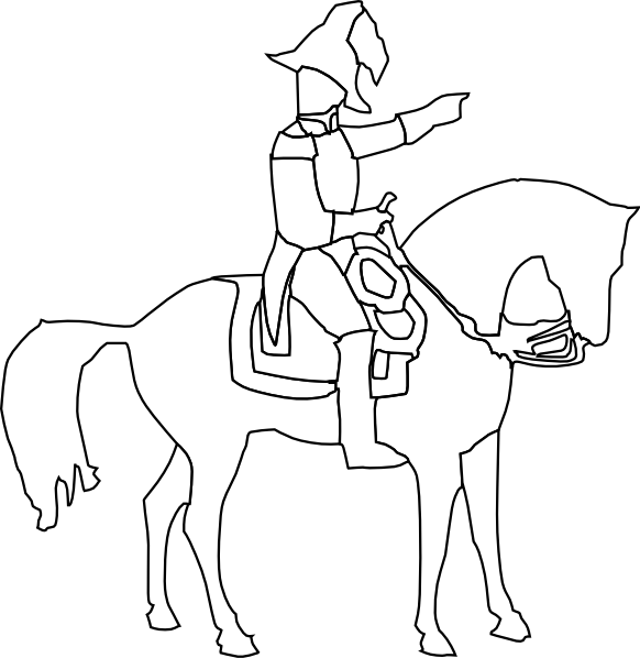 How To Set Use Patriot Clipart - Patriot On Horse Drawing (582x598), Png Download