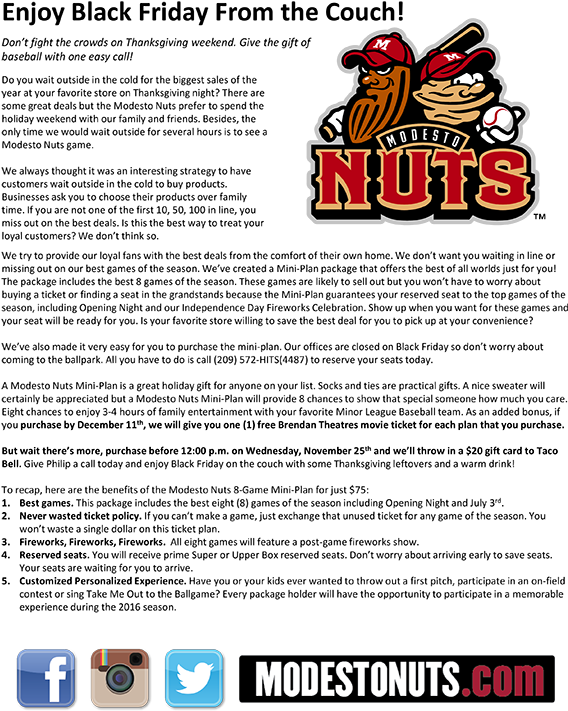 Black Friday Mini Plan Deal - Modesto Nuts (600x726), Png Download