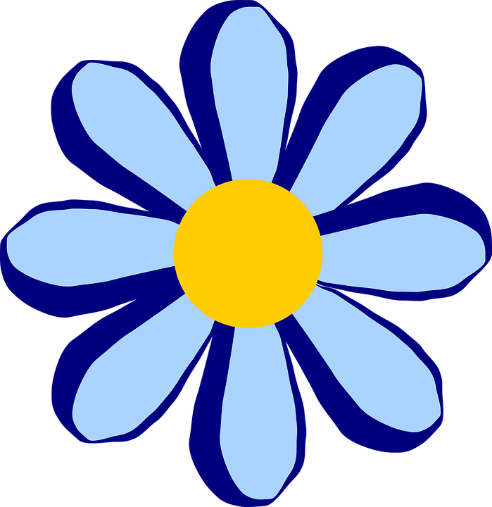 Blue Flower Clip Art At Clker - Pink Flowers Clipart Png (582x599), Png Download