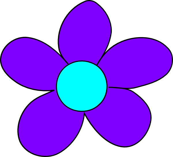 Blue Flower Clip Art - Purple And Blue Flower Clip Art (600x545), Png Download