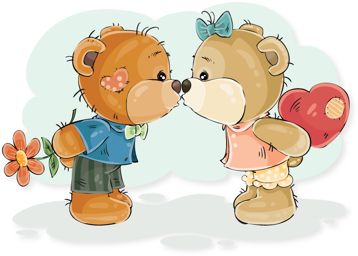 Couples T-shirts For Valentine's Day - Kiss Teddy Clipart (800x800), Png Download