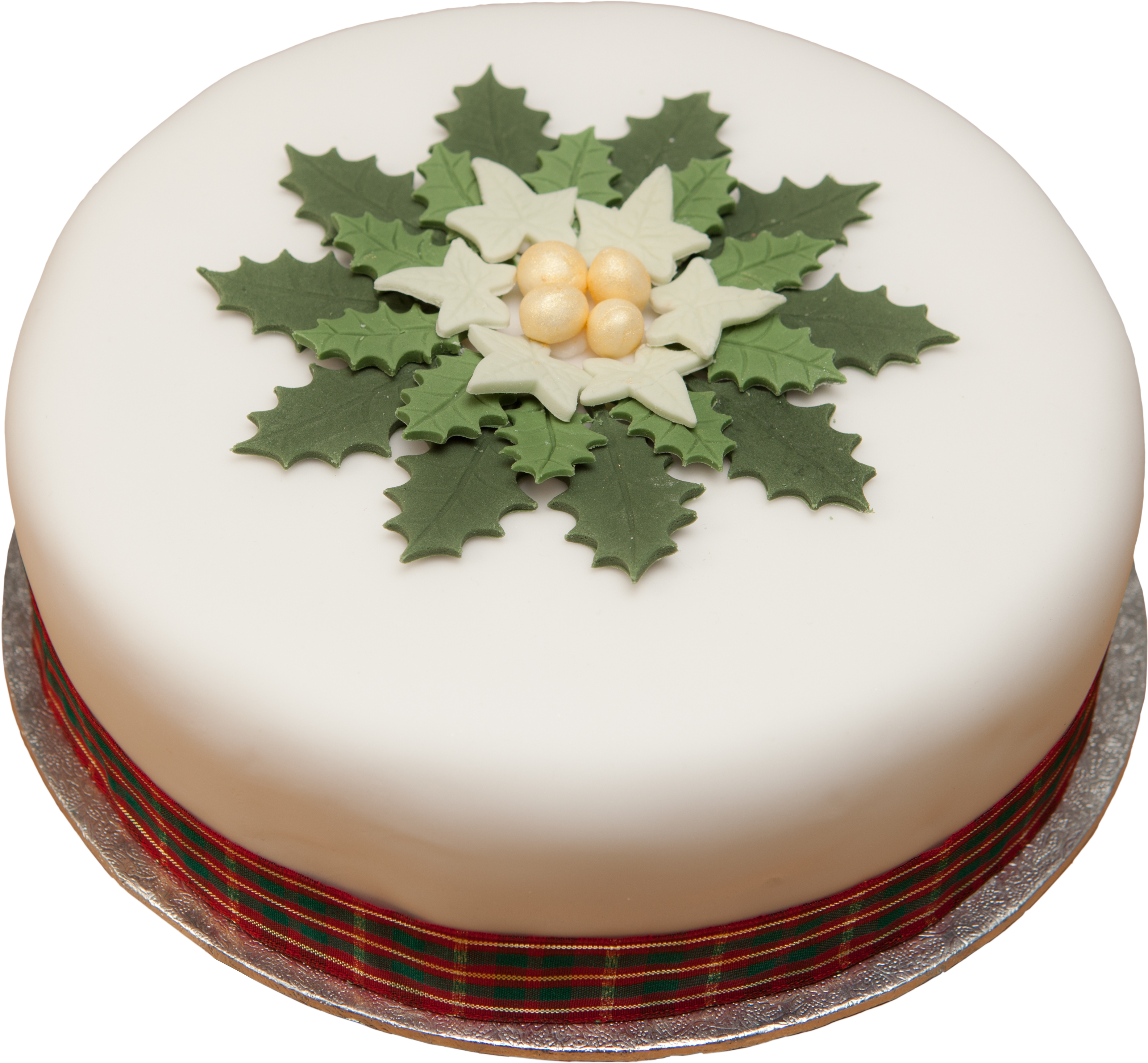 4 Holly Wreath 8inch - Christmas Wreath Cake Design (3449x3449), Png Download