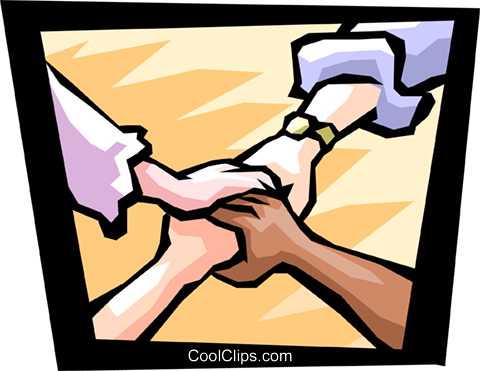 Joining Hands Royalty Free Vector Clip Art Illustration - Working Interdependently (480x371), Png Download