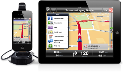 Ipad Hand Png Navigatie App Voor Iphone/ipad - Tomtom Hands-free Car Kit For Iphone (470x350), Png Download