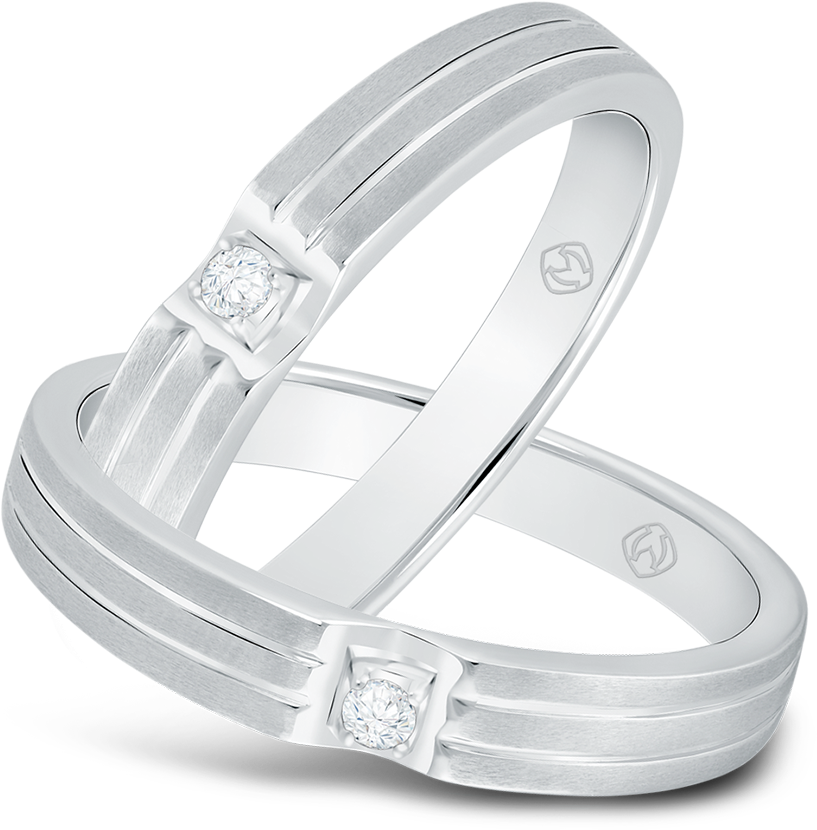 A Pair Of Wedding Rings With @0 - Engagement Ring (1000x1000), Png Download