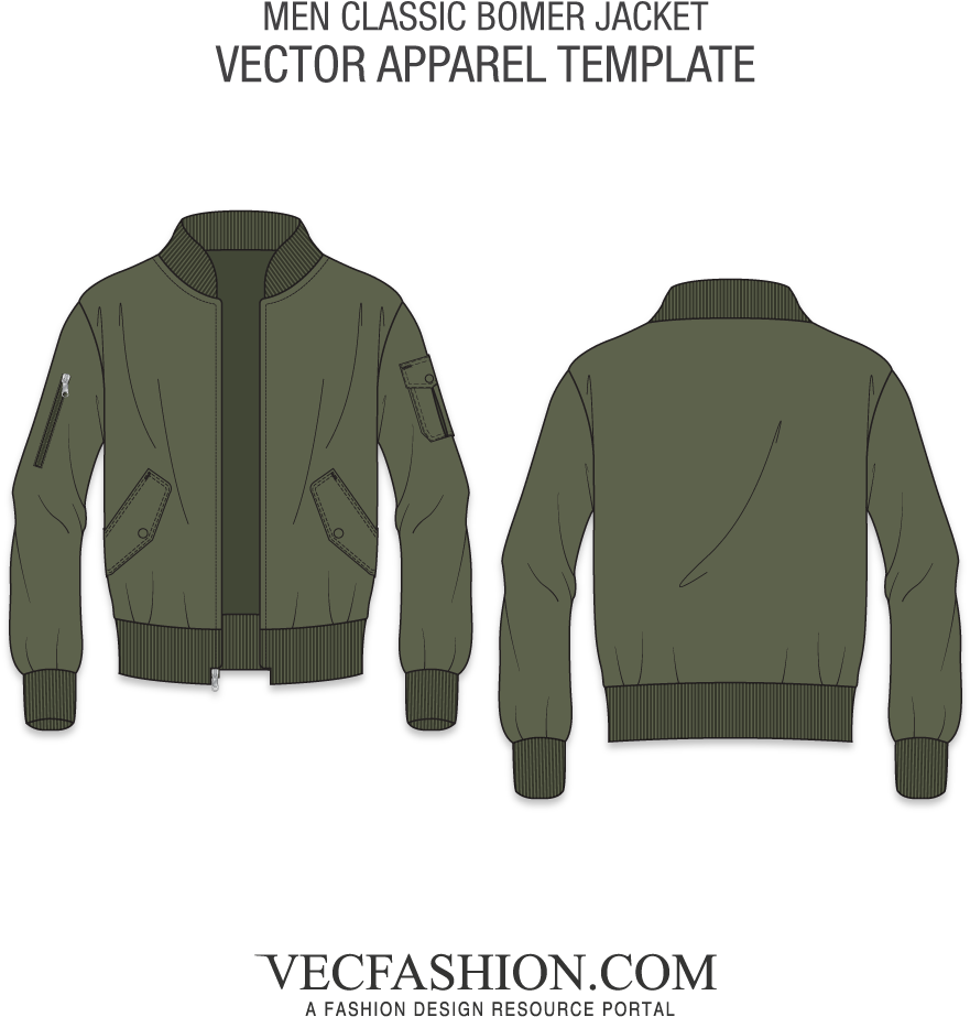Men Classic Bomber Jacket - Mens Dress Shirt Template (1000x1000), Png Download