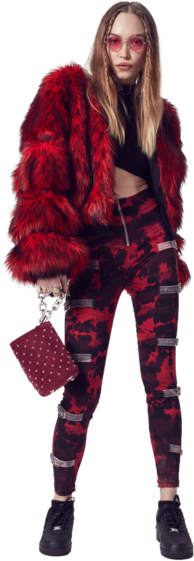 Hardware Ldn Rude Boy Red Faux Fur Coat - Fake Fur (369x600), Png Download