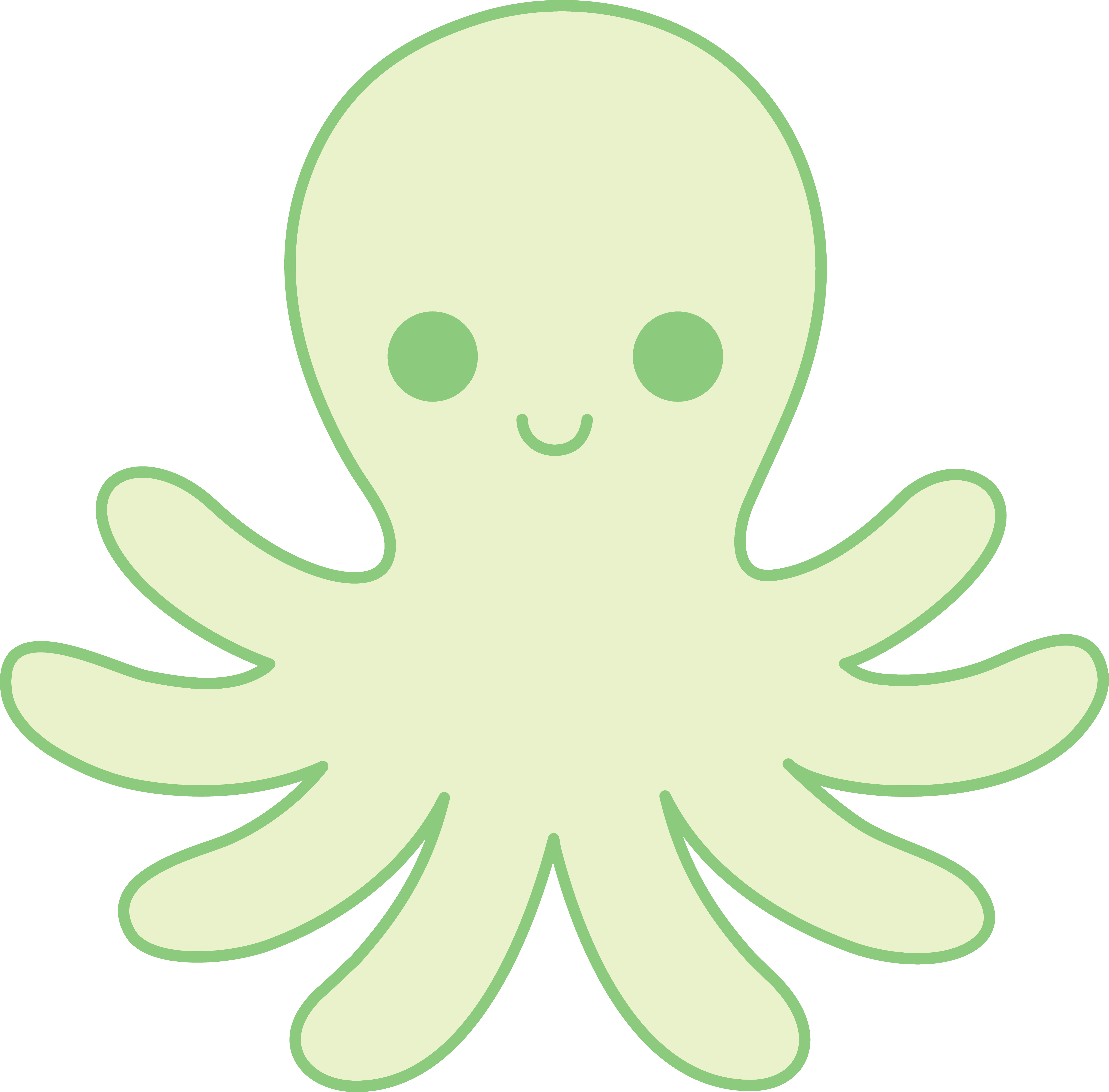 Green Clipart Octopus - Green Octopus (5258x5178), Png Download