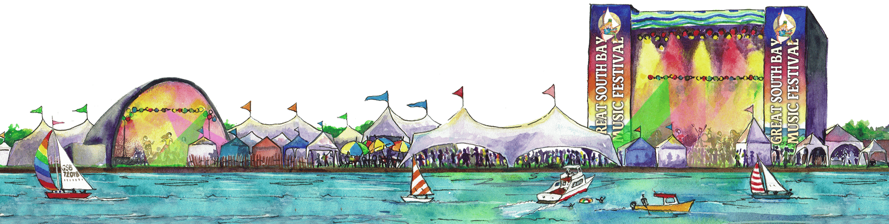 Drawing Of The Great South Bay Music Festival Courtesy - Great South Bay Music Festival (1800x454), Png Download