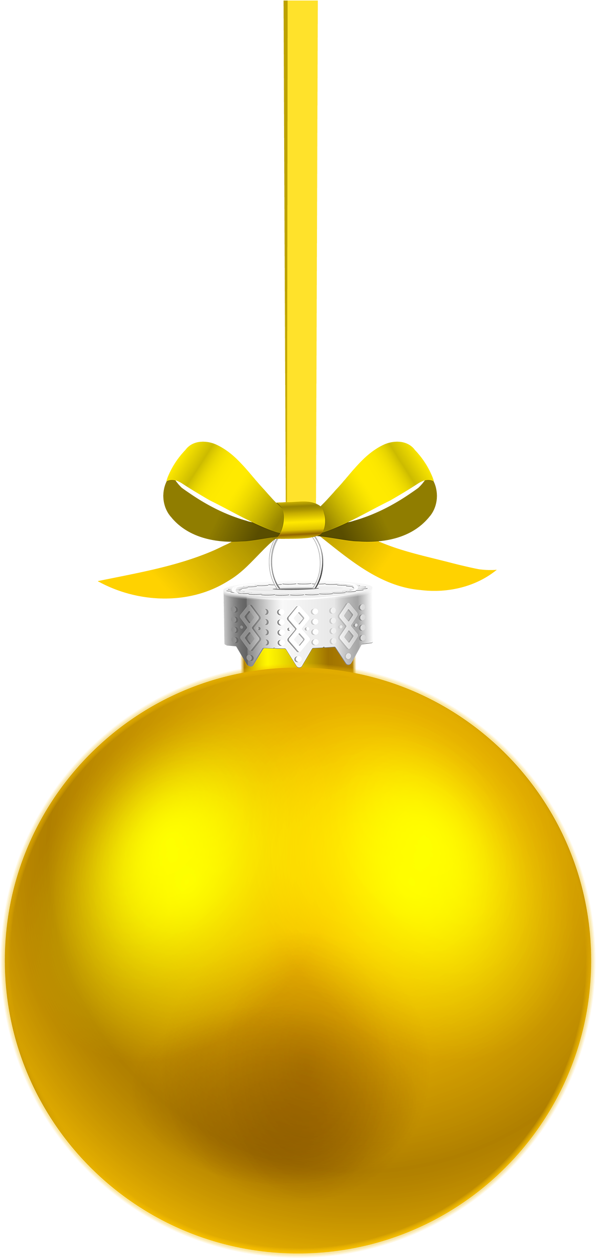 Yellow Hanging Christmas Ball Png Clipart - Christmas Ball Png (1270x2500), Png Download