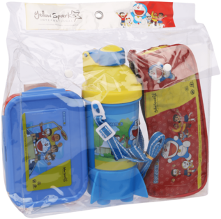 Unisex Doraemon Tiffin Box, Water Bottle And Pencil - Water (340x510), Png Download