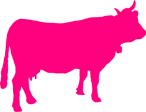 Pink Cattle Silhouette Clip Art - Pink Cow Silhouette (600x462), Png Download