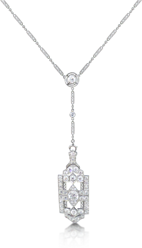 An Art Deco Style Diamond Pendant Necklace (1000x1000), Png Download