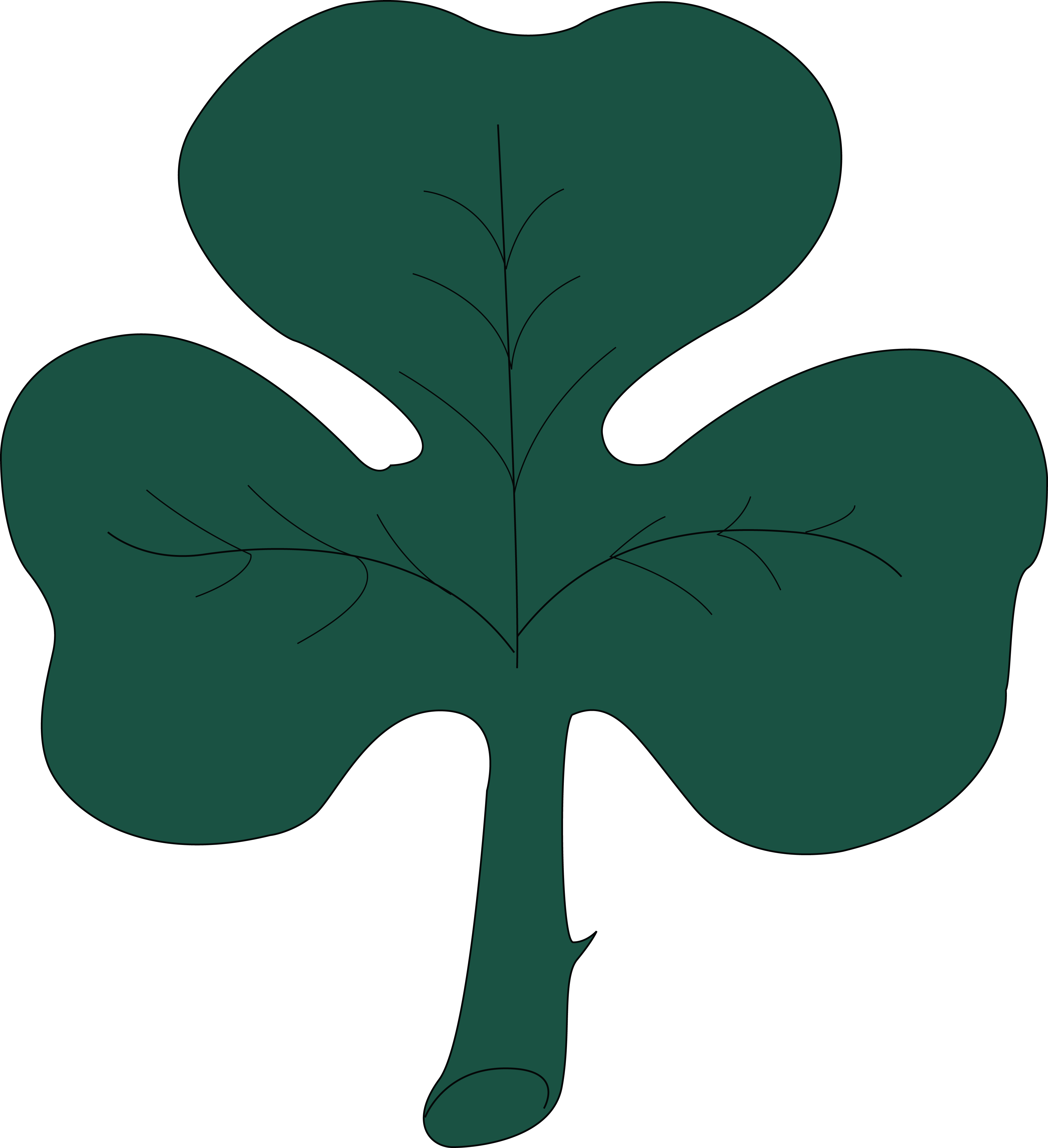 Free Clipart Of A St Paddy's Day 4 Leaf Clover Shamrock - Jpg Clipart (4000x4383), Png Download