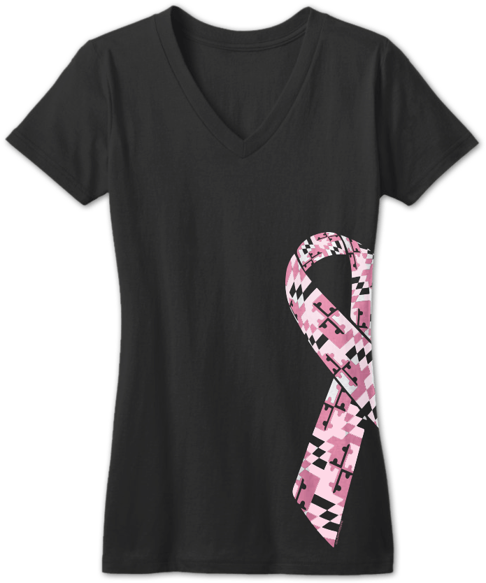 Maryland Breast Cancer Ribbon Awareness / Junior Cut - Shirt (799x1000), Png Download