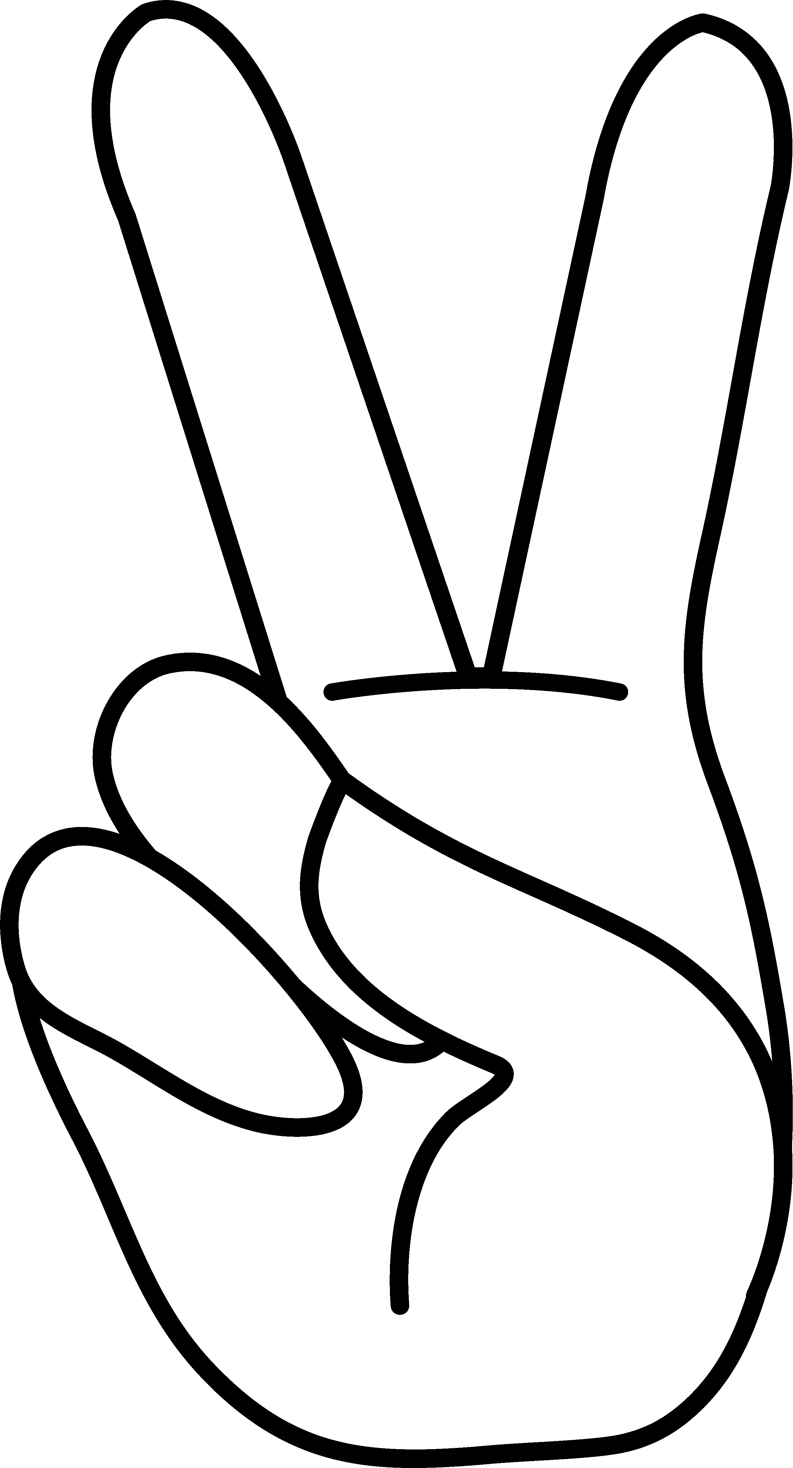 Peace Sign Clipart Transparent Background - Peace Hand Sign Silhouette (2650x4908), Png Download