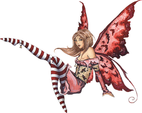Fantasy Fairy Socks Sitting Red Free Images - Christmas Fairies Amy Brown (600x478), Png Download