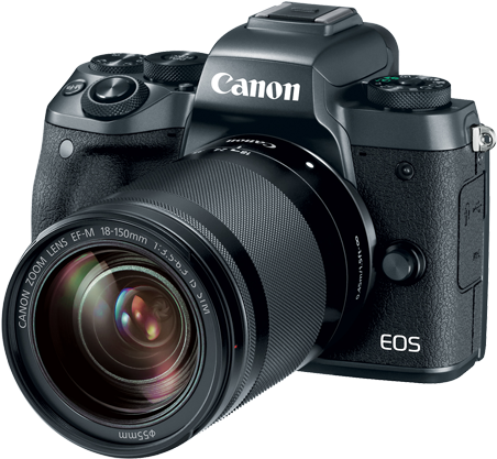 Eos M5 Efm 18 150mm Is Stm 3q - Canon Eos M5 With 18-150mm Lens (675x450), Png Download
