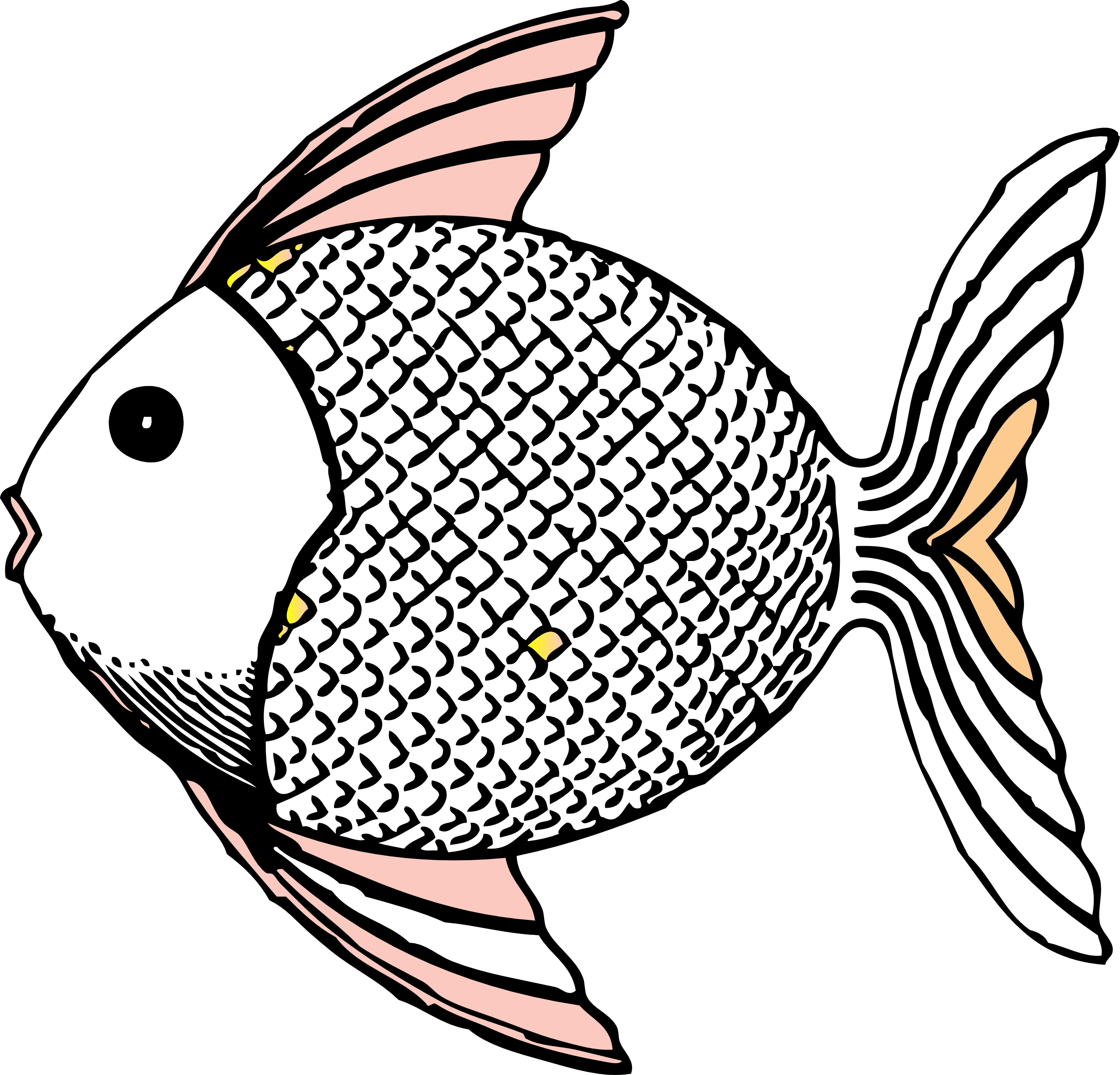 Fish Clip Art Black - Scaly Fish Clipart Black And White (2555x2453), Png Download