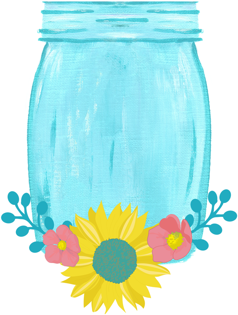 Drawn Mason Jar Sunflower Png - Sunflower (1280x1280), Png Download