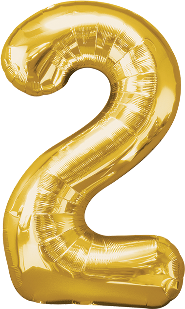 Numero 2 Dorado 28 Pulgadas Globo Metálico - Big Dot Of Happiness - Two Much Fun - Boy - Confetti (457x480), Png Download