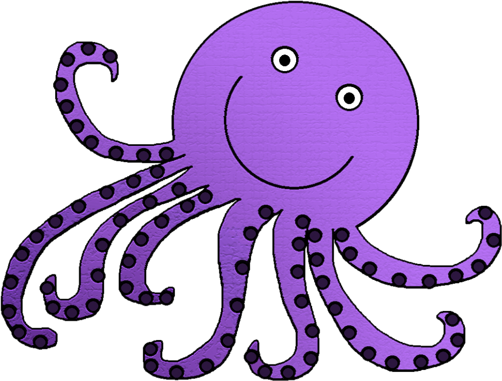 Octopus Clipart Cute Purple Fish Pencil And In Color - Octopus Clipart (1024x809), Png Download