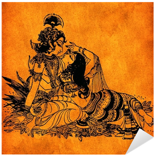 Radha Krishna Wall Painting (400x400), Png Download