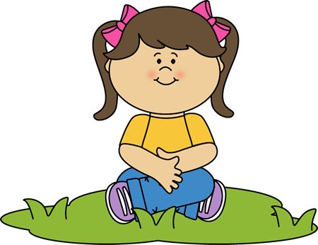Grass Clipart Gress Pencil And In Color Grass Clipart - Clip Art Girl Sitting (450x346), Png Download