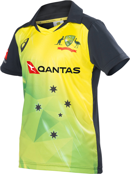 Replica T20 Shirt - Cricket Australia 2017/18 Kids Replica T20 Shirt (449x600), Png Download