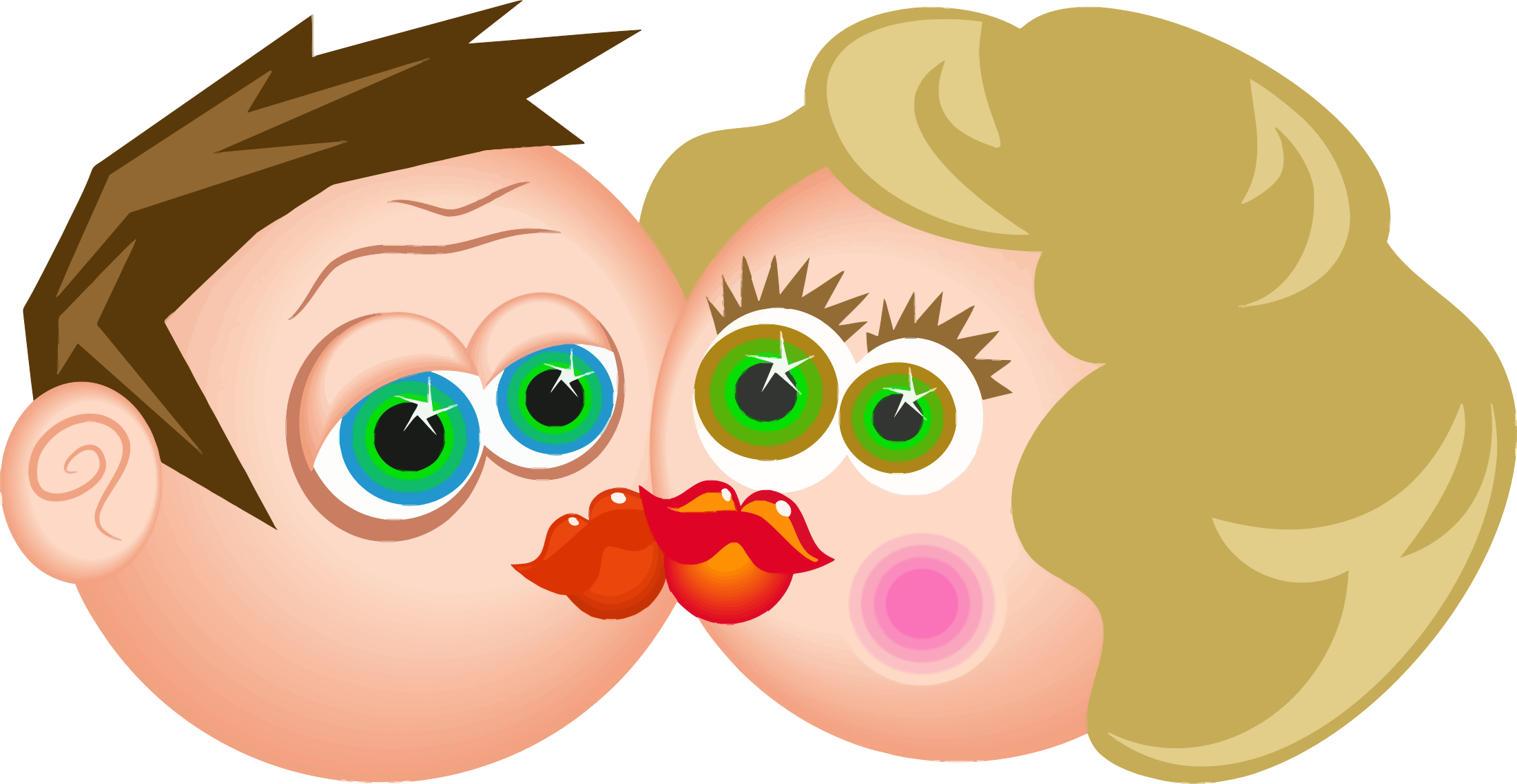 This Free Icons Png Design Of Kissing Cartoon Couple (2202x1139), Png Download