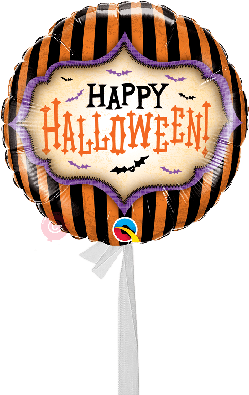 Happy Halloween Spooky Bats-single Balloons - Halloween Stripes 18 Inch Foil Balloon (1017x1297), Png Download