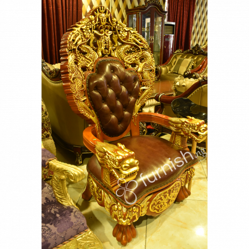 Royal Luxury Armchair In Dark Brown Colour - Color (500x500), Png Download