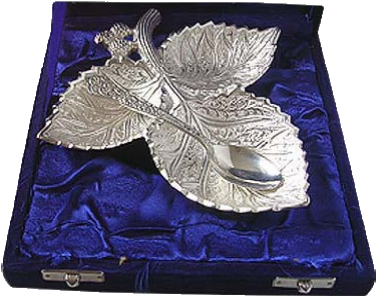 Silver Plated Brass Leaf - Silver (399x405), Png Download