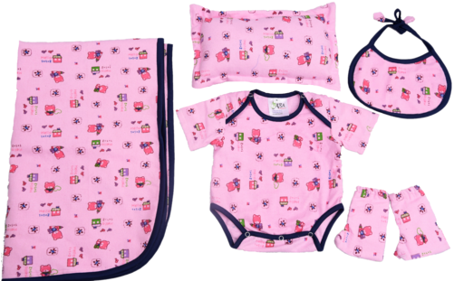 Cotton Unisex Baby Dress/set - New Born Baby Dress (500x333), Png Download