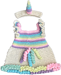 Unicorn Dress For Baby - Crochet Unicorn Dress (300x400), Png Download