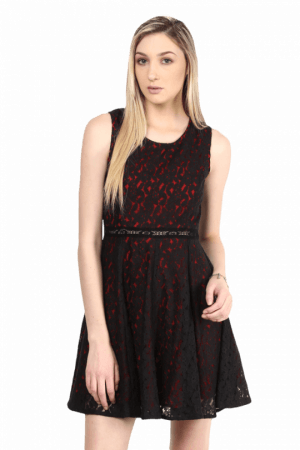 The Vanca Women Sleeveless Lace Skater Dress - Dress (300x450), Png Download