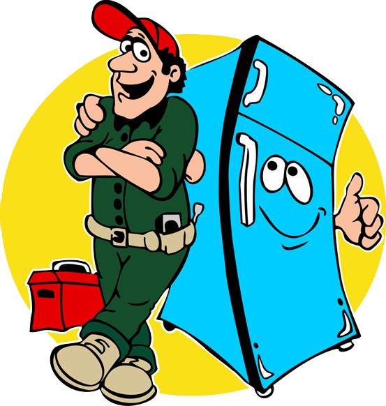 Cartoon Clipart Home Appliance Refrigerator Ge Appliances - Appliance Repairman Clipart (553x582), Png Download