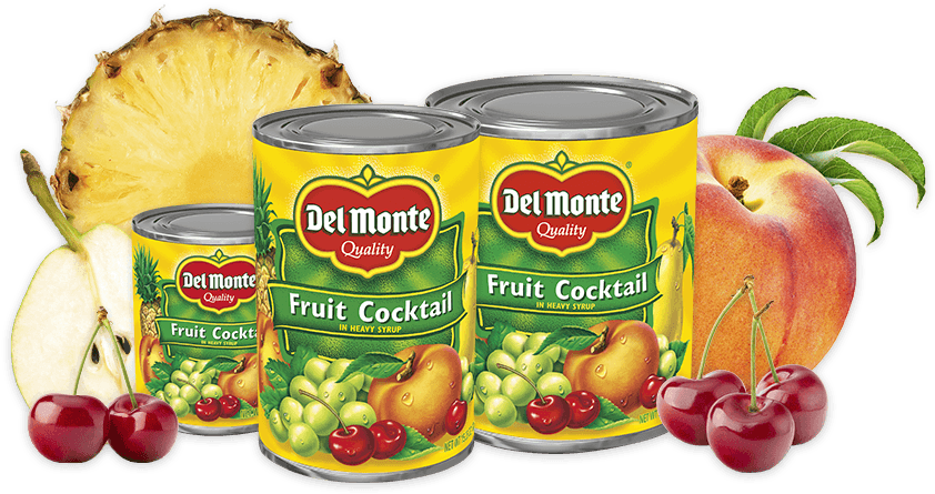 Sizes Available - 8 - 5oz, 15 - 25oz, 30oz, 108oz - Del Monte Fruit Cocktail In Heavy Syrup 8.5 Oz. Can (1050x444), Png Download