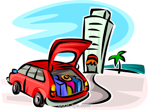 Car Full Of Luggage At A Hotel Royalty Free Vector - Hotel And Car Clipart (480x357), Png Download