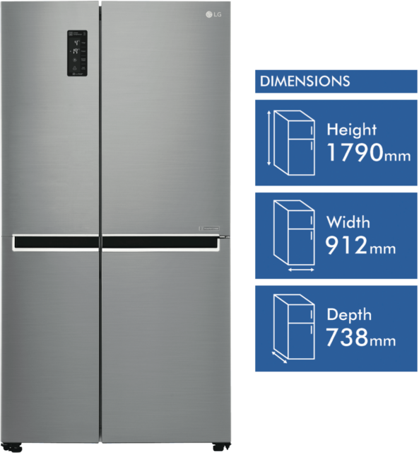 Lg Gsm760pzxz American Fridge Freezer - Stainless Steel (593x640), Png Download