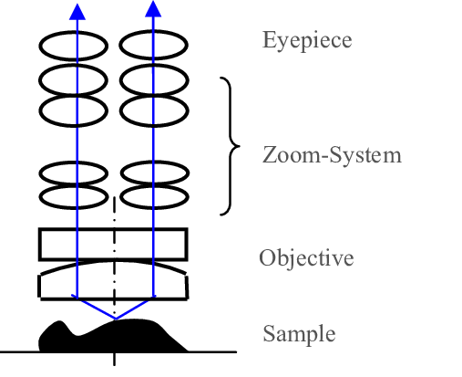 The Basic Principle Of The Stereo Microscope - Stereo Microscope Principle (507x413), Png Download