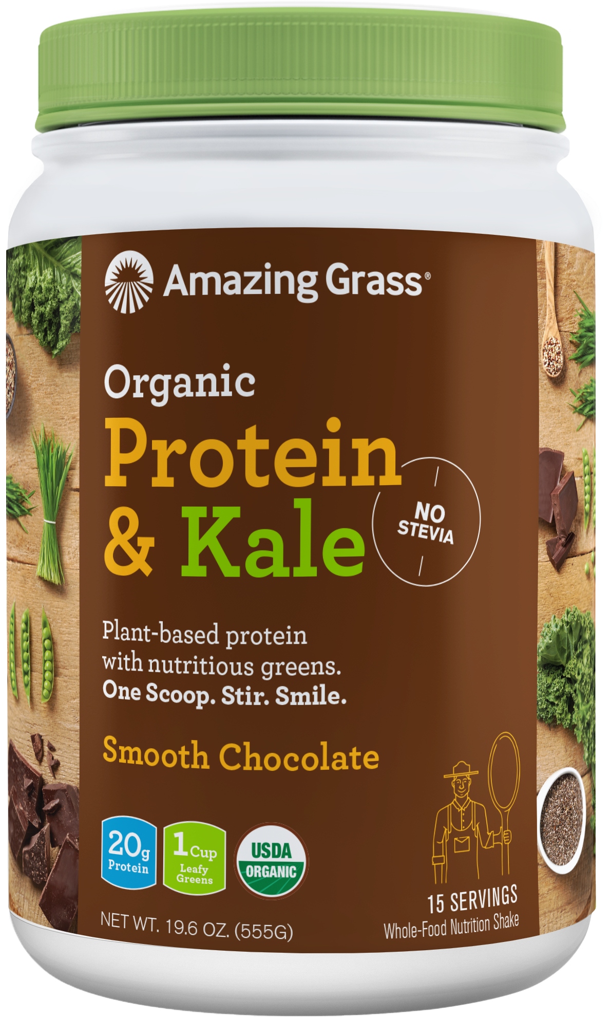 Amazing Grass Organic Protein & Kale Powder, Smooth - Agaricus (2060x2461), Png Download