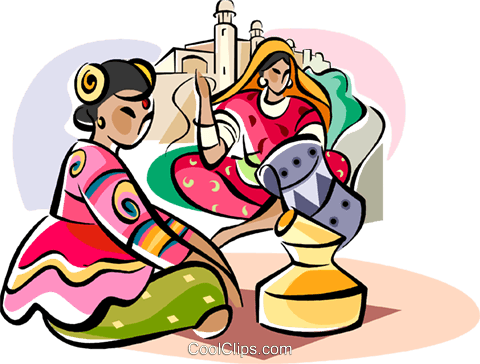 Indian Women In Traditional Dress Royalty Free Vector (480x364), Png Download
