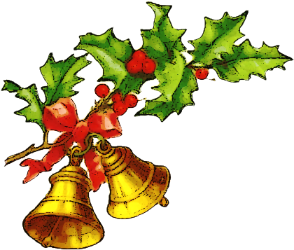 Holly Bells Png - Christmas Bells And Holly Png (443x366), Png Download