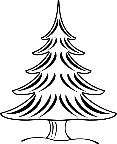 Victor - Clipart - Pine Tree Clipart Black And White (486x597), Png Download