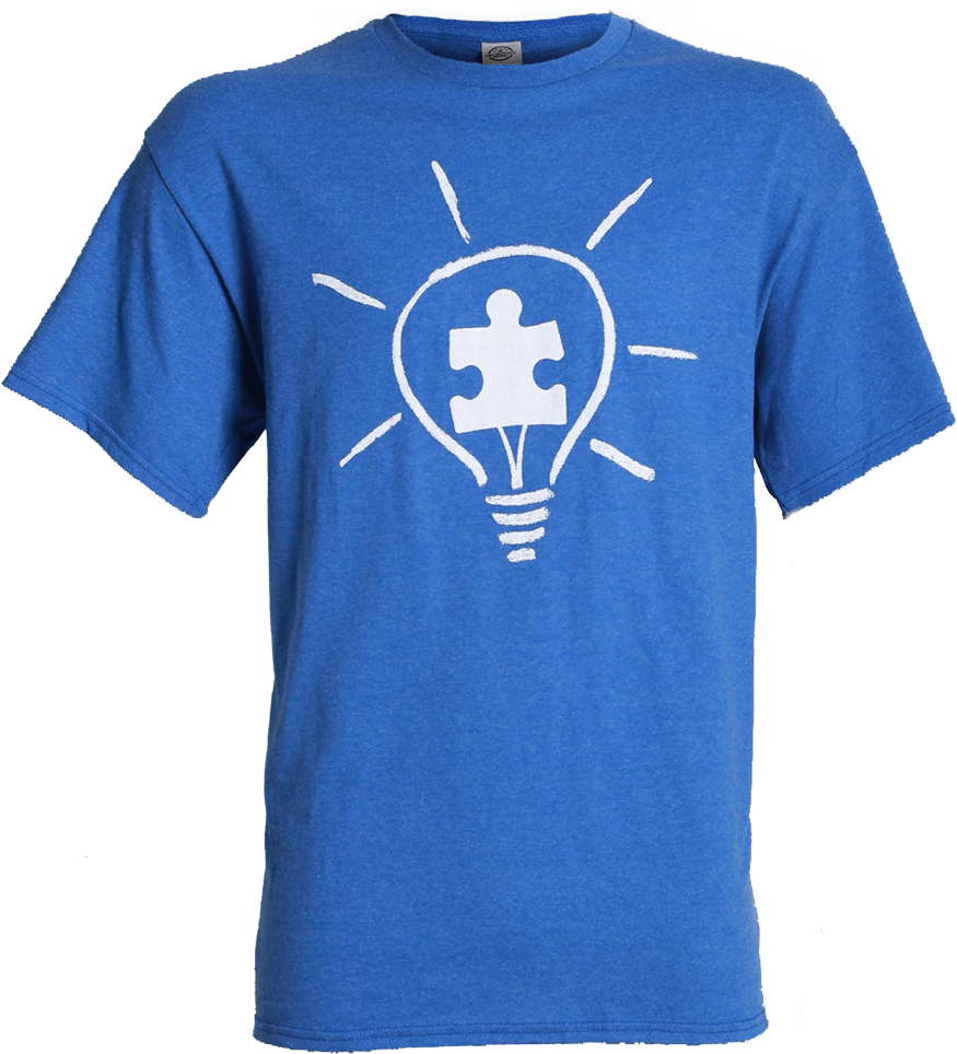 Autism Speaks Adult Light It Up Blue T-shirt Light - Autism Awareness Light Bulb Shirt (1000x1000), Png Download